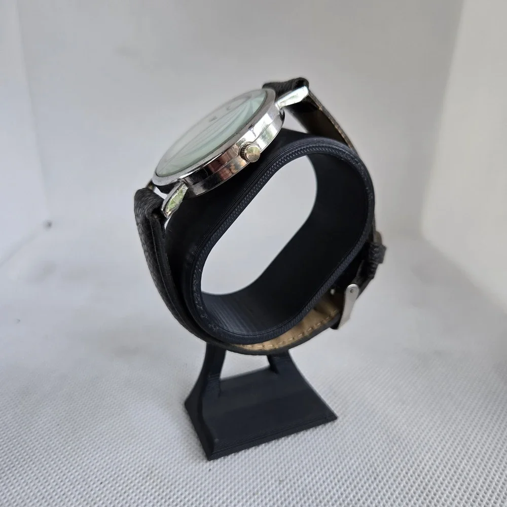 ZIZ Novelty Watch Whatever Im Late Anyway Silver Tone Black Leather 7